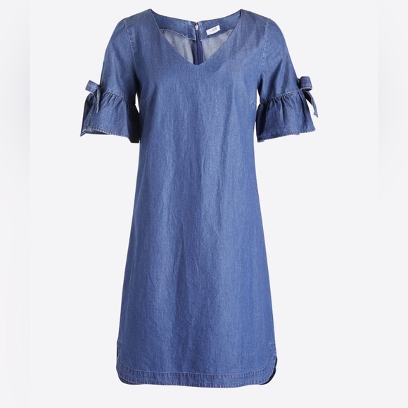 J. Crew Dresses & Skirts - J. CREW Women’s Tie Sleeve Indigo Mini Denim Dress Size S